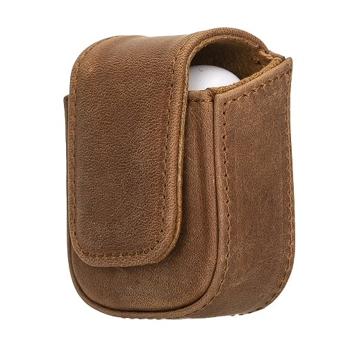 Luxury Tan Brown Leather Apple AirPods Bag Cover Case with Side Hooks - Bomonti - 4