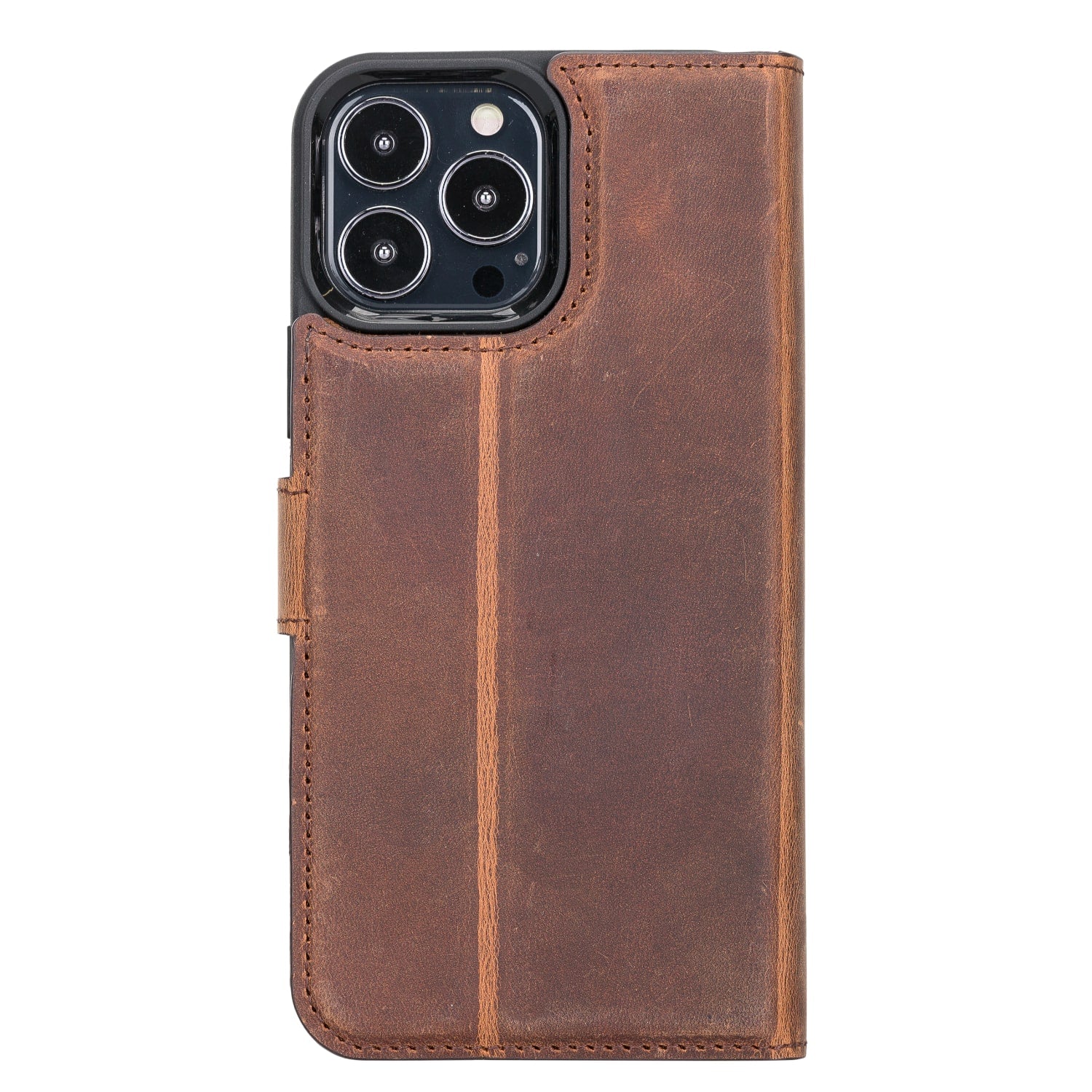 Tan Brown Leather iPhone 13 Pro Max Detachable Bi-Fold RFID Wallet Case with MagSafe & Card Holder - Bomonti - 4