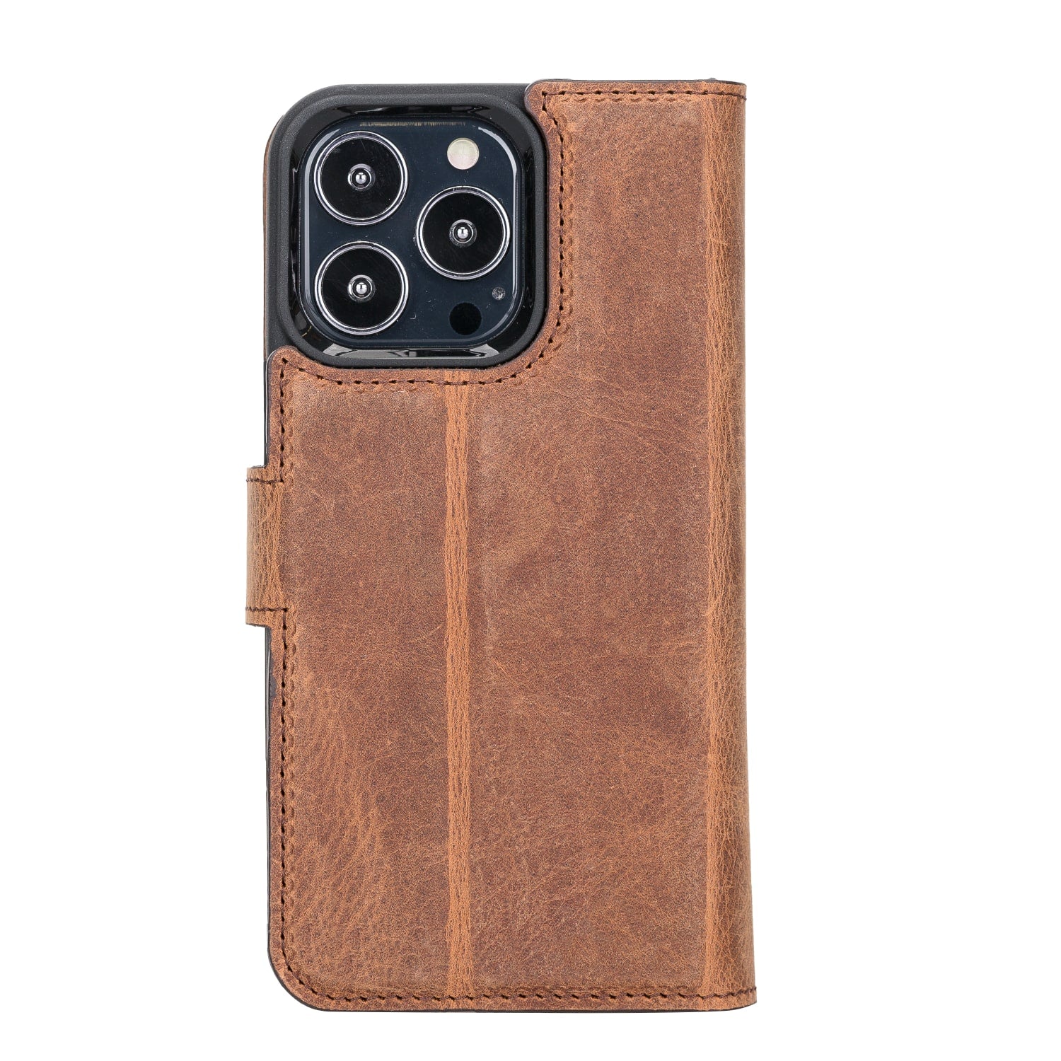 Luxury Vintage Brown Leather iPhone 13 Pro Wallet Case with MagSafe & RFID Card Holder - Bomonti - 3