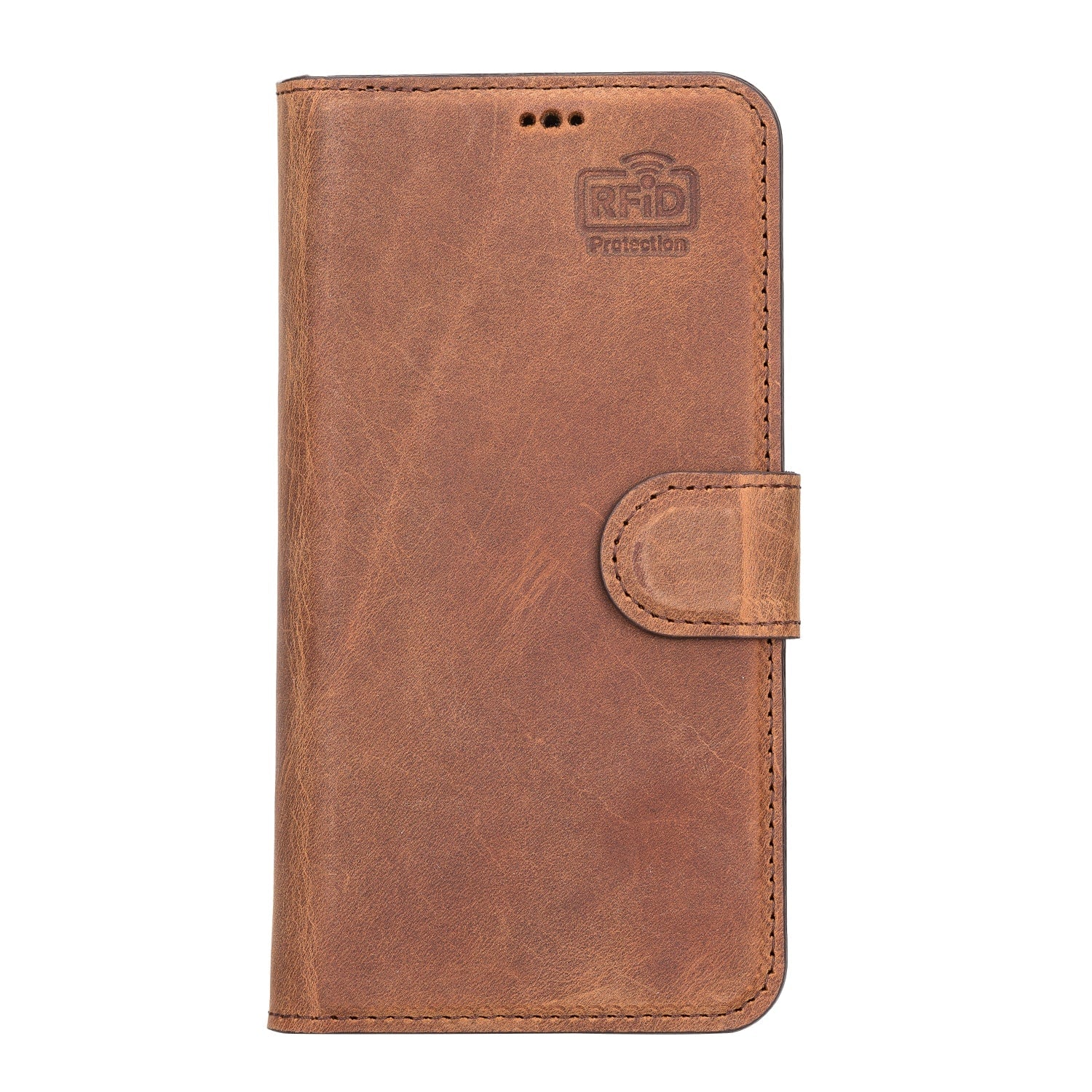 Tan Brown Leather iPhone 13 Detachable Bi-Fold RFID Wallet Case with MagSafe & Card Holder - Bomonti - 3