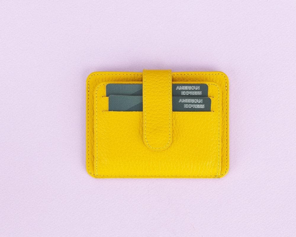 Luxury Yellow Leather Bifold Card Holder with Snap Closure - Bomonti - 2