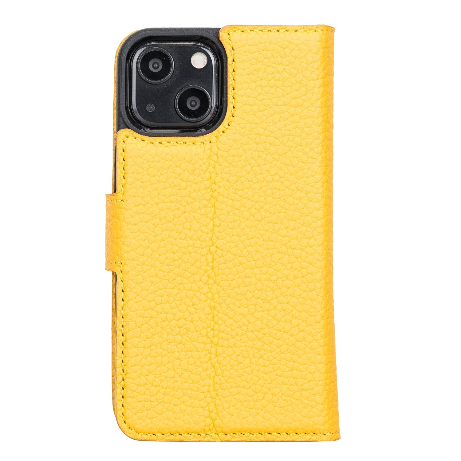 Yellow Leather iPhone 13 Mini Detachable Bi-Fold RFID Wallet Case with MagSafe & Card Holder - Bomonti - 4