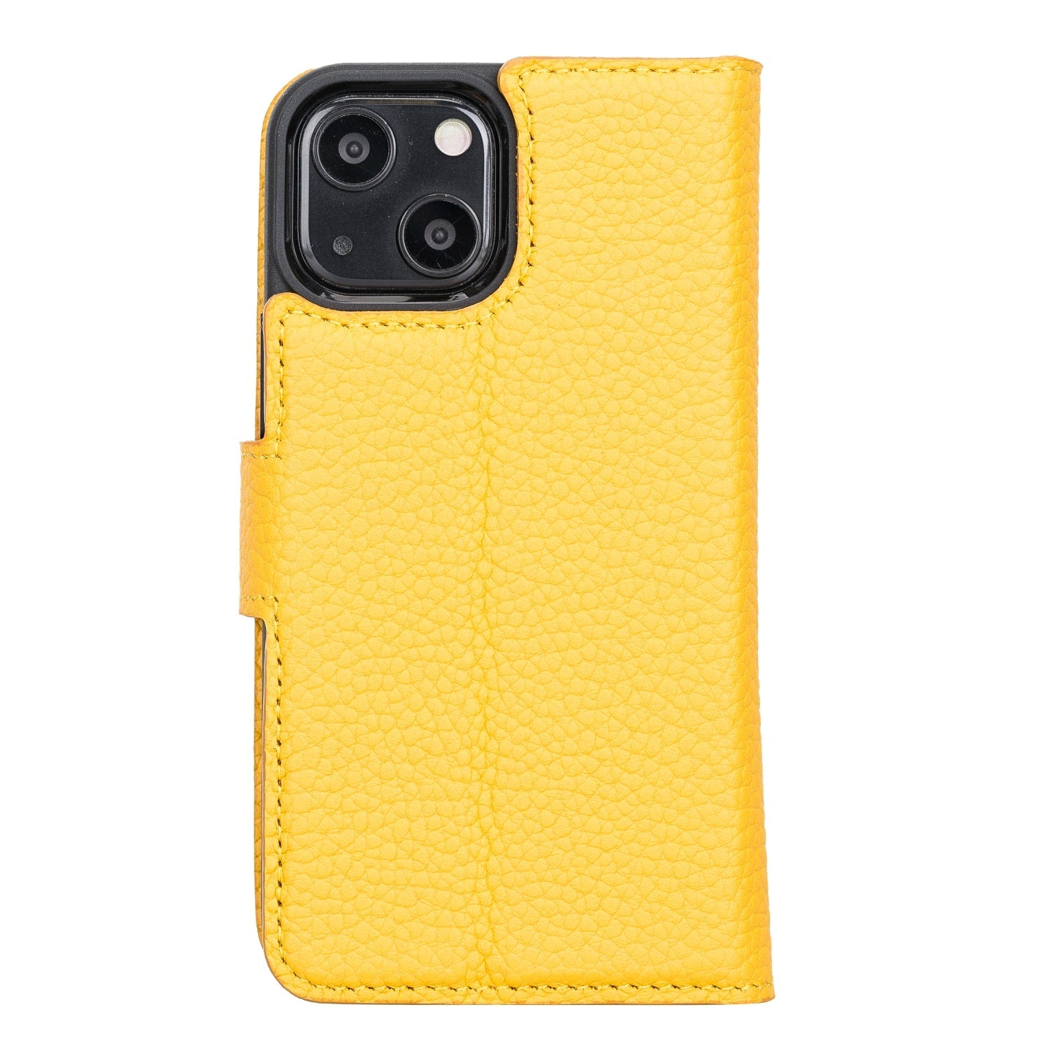 Yellow Leather iPhone 13 Mini Detachable Bi-Fold RFID Wallet Case with MagSafe & Card Holder - Bomonti - 4