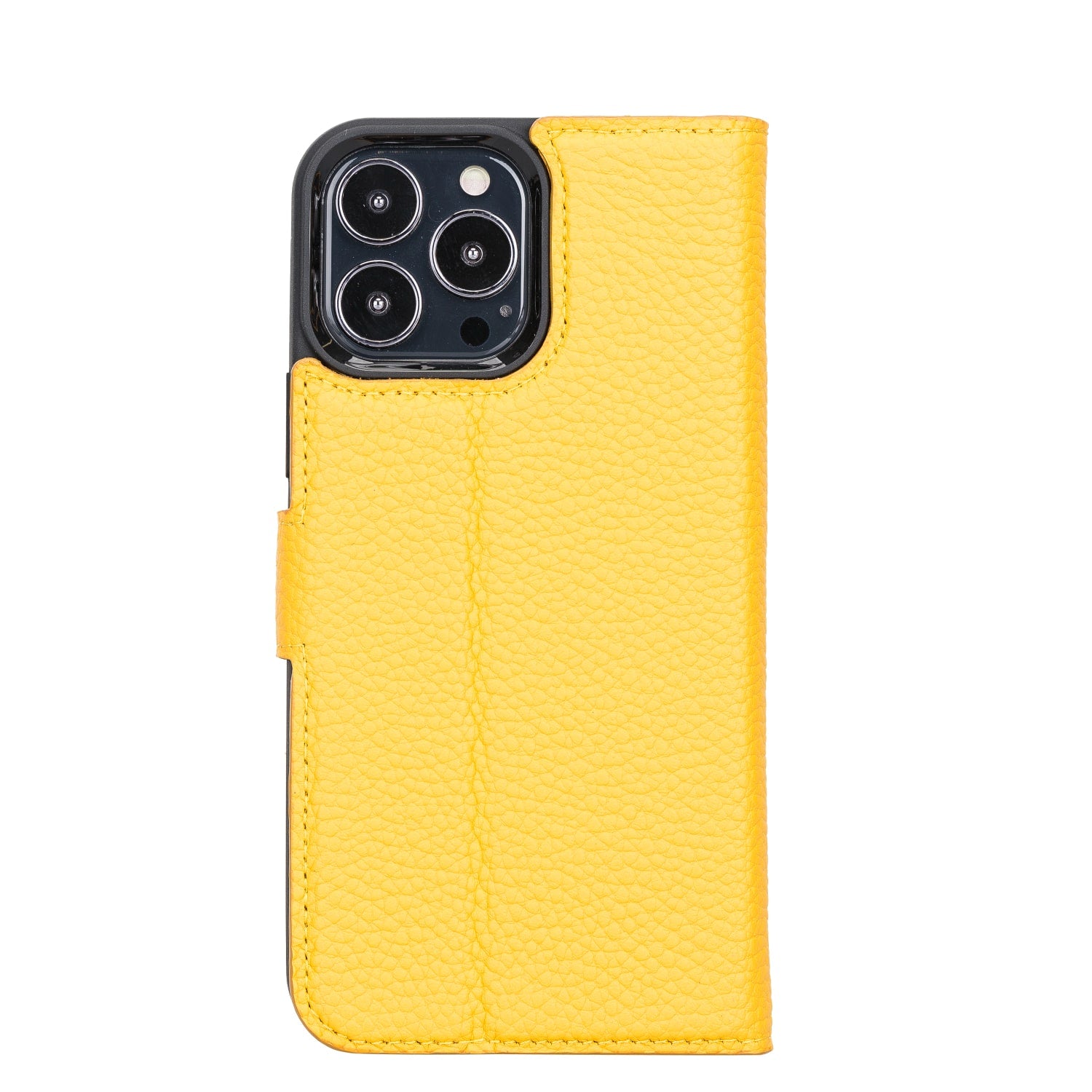 Yellow Leather iPhone 13 Pro Max Detachable Bi-Fold RFID Wallet Case with MagSafe & Card Holder - Bomonti - 4