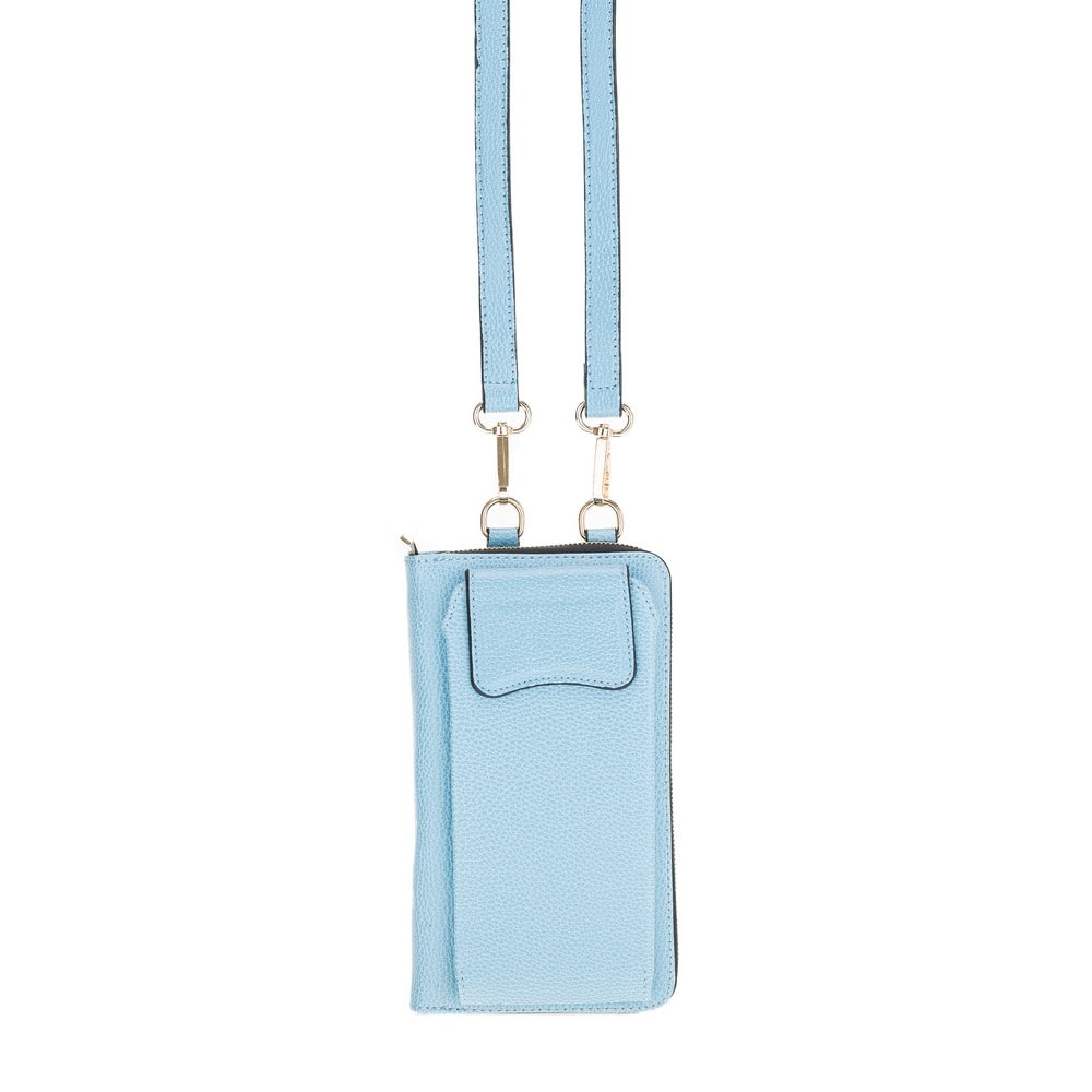 Pebble Blue Leather Shoulder Pouch with Strap - Bomonti - 1