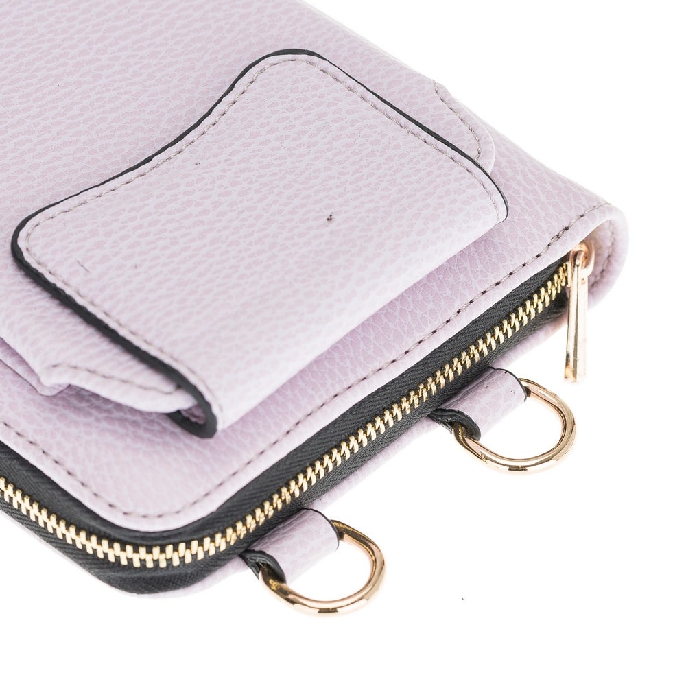 Pebble Pink Leather Shoulder Pouch with Strap - Bomonti - 4
