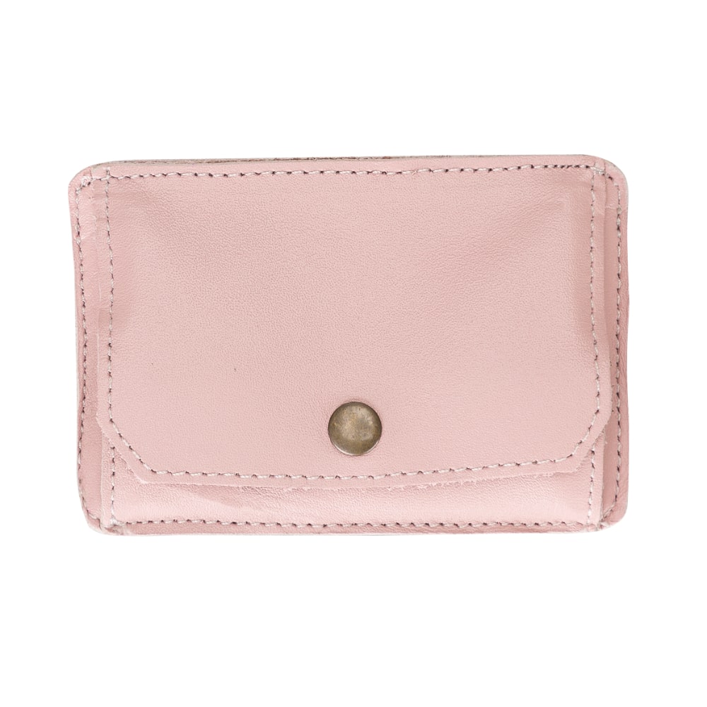 Pink Leather Minimalist Coin Wallet Purse - Bomonti - 1
