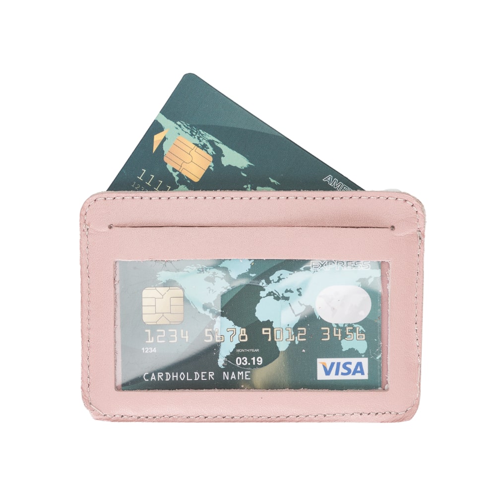 Pink Leather Minimalist Coin Wallet Purse - Bomonti - 5