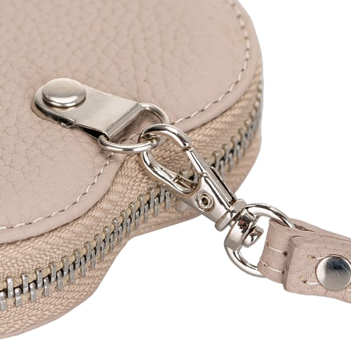 Luxury Beige Leather Apple AirPods Cover Valentine Case with Zip Closure - Bomonti - 4