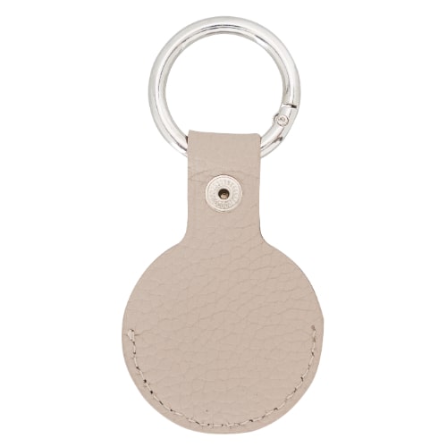 Luxury Beige Leather Apple AirTag Cover Case and Holder with Keychain Ring - Bomonti - 2