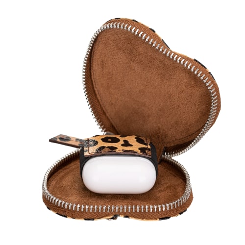 Luxury Leopard Leather Apple AirPods Cover Valentine Case with Zip Closure - Bomonti - 6
