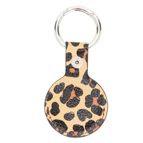 Luxury Leopard Leather Apple AirTag Cover Case and Holder with Keychain Ring - Bomonti - 2