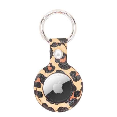 Luxury Leopard Leather Apple AirTag Cover Case and Holder with Keychain Ring - Bomonti - 3