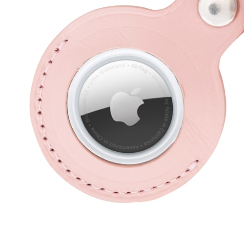 Luxury Pink Leather Apple AirTag Cover Case and Holder with Keychain Ring - Bomonti - 5
