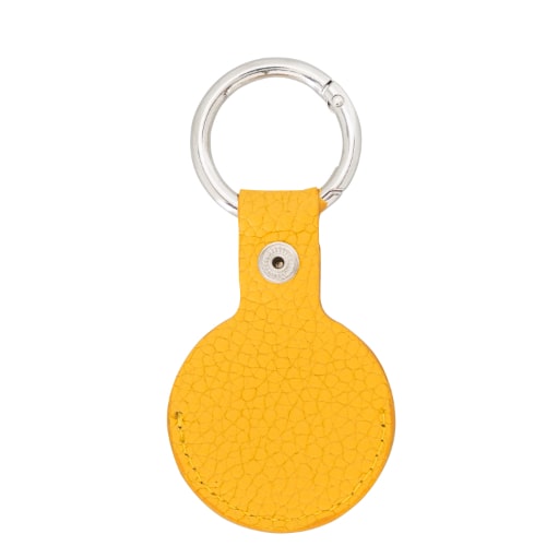 Luxury Yellow Leather Apple AirTag Cover Case and Holder with Keychain Ring - Bomonti - 2