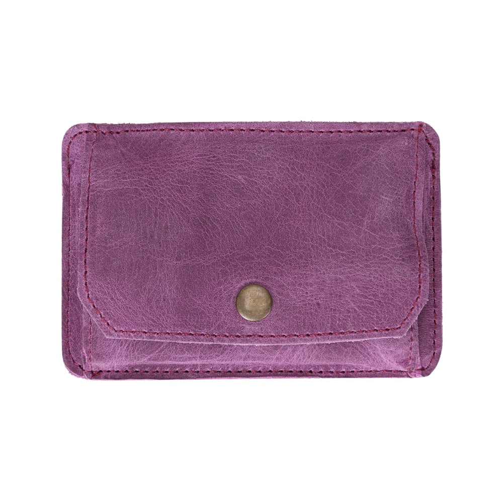 Purple Leather Minimalist Coin Wallet Purse - Bomonti - 1
