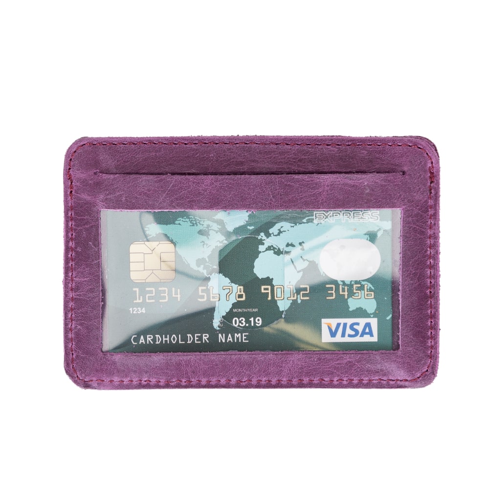 Purple Leather Minimalist Coin Wallet Purse - Bomonti - 2