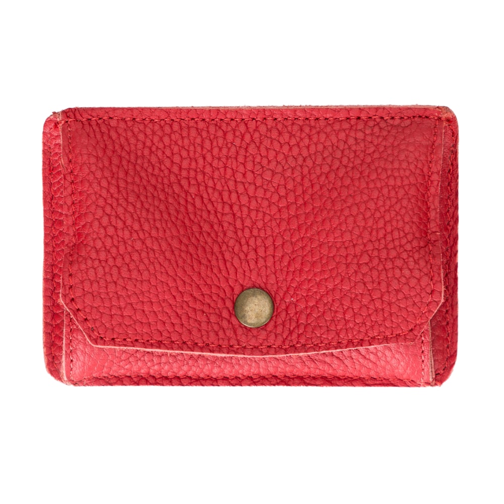 Red Leather Minimalist Coin Wallet Purse - Bomonti - 1