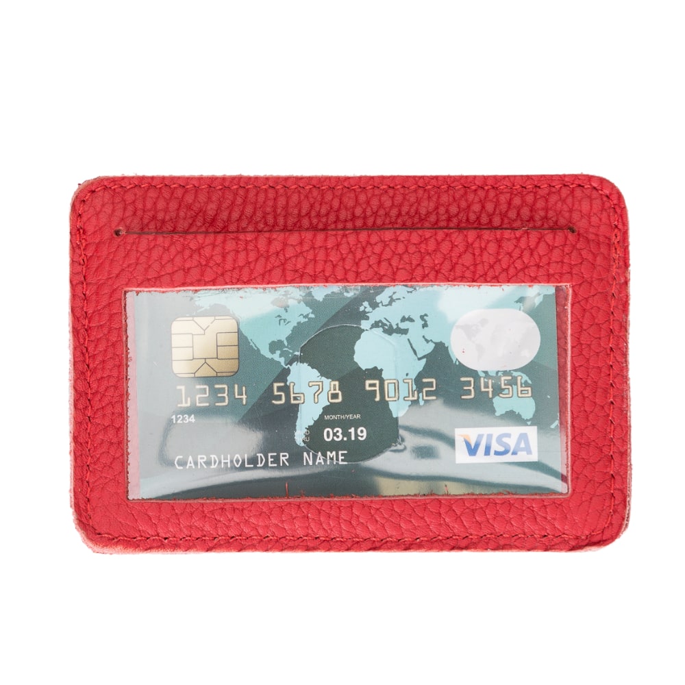 Red Leather Minimalist Coin Wallet Purse - Bomonti - 2