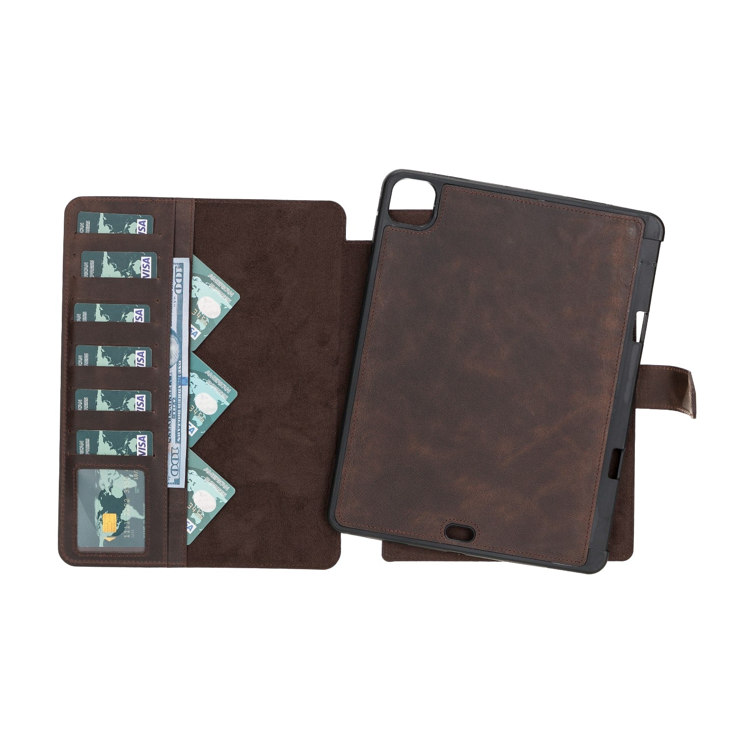 Tan Brown Leather iPad Air 10.9 Inc Smart Folio Case with Apple Pen Holder - Bomonti - 1