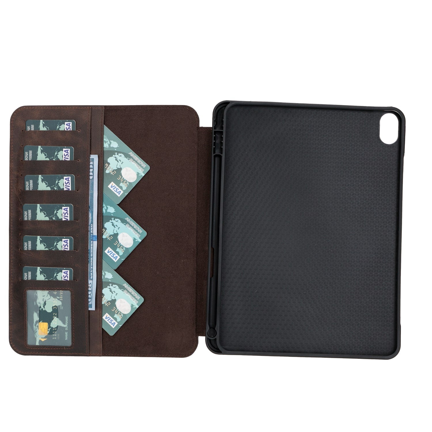 Tan Brown Leather iPad Air 10.9 Inc Smart Folio Case with Apple Pen Holder - Bomonti - 2