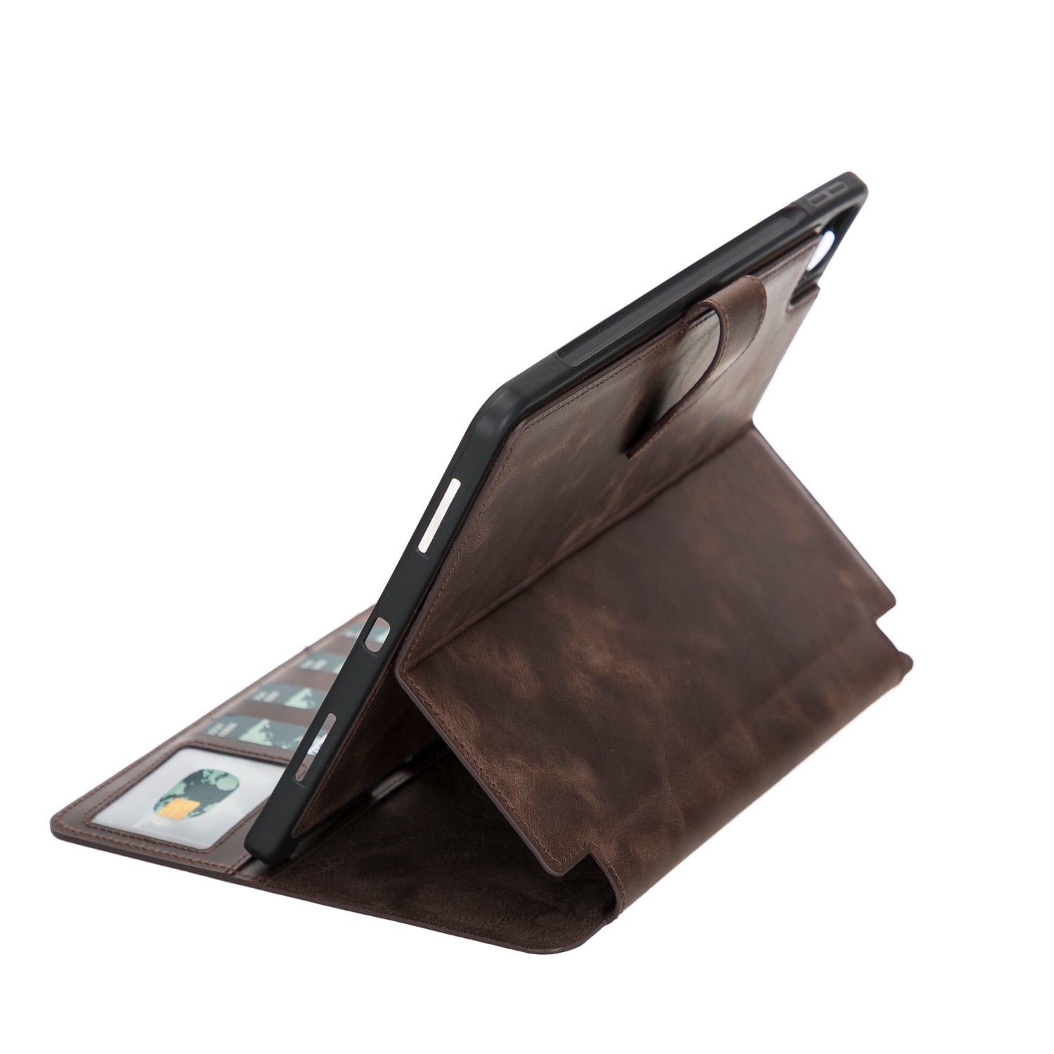 Tan Brown Leather iPad Air 10.9 Inc Smart Folio Case with Apple Pen Holder - Bomonti - 7