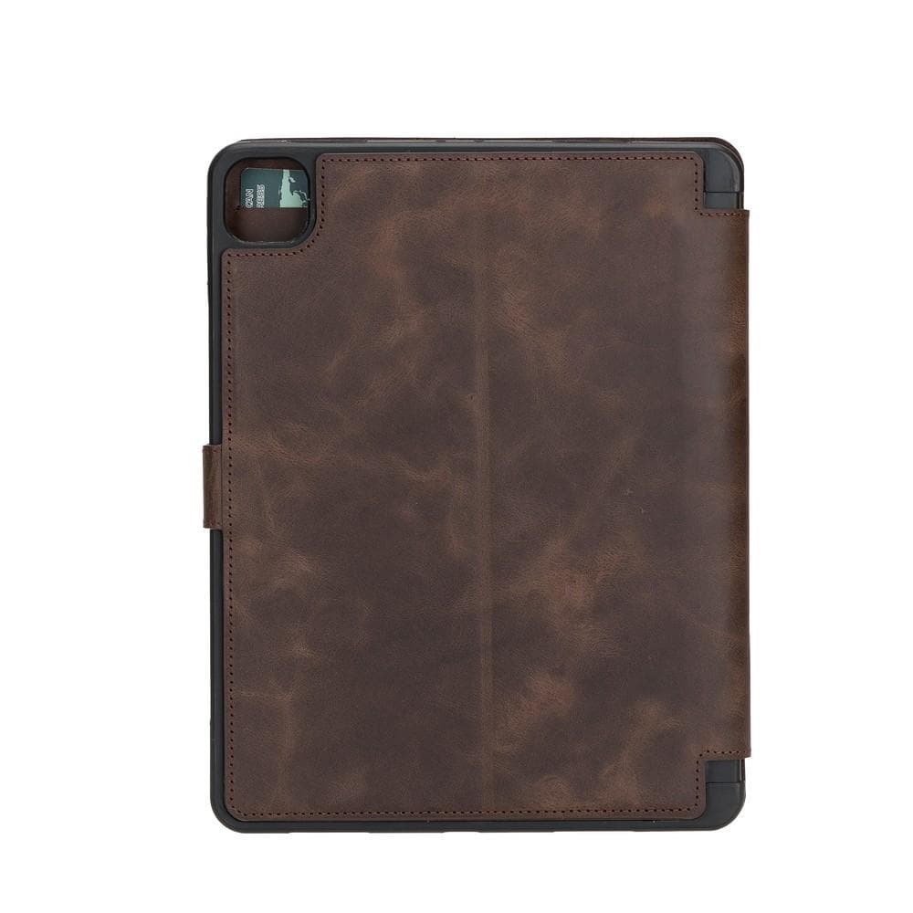 Tan Brown Leather iPad Pro 11 Inc Smart Folio Case with Apple Pen Holder - Bomonti - 1