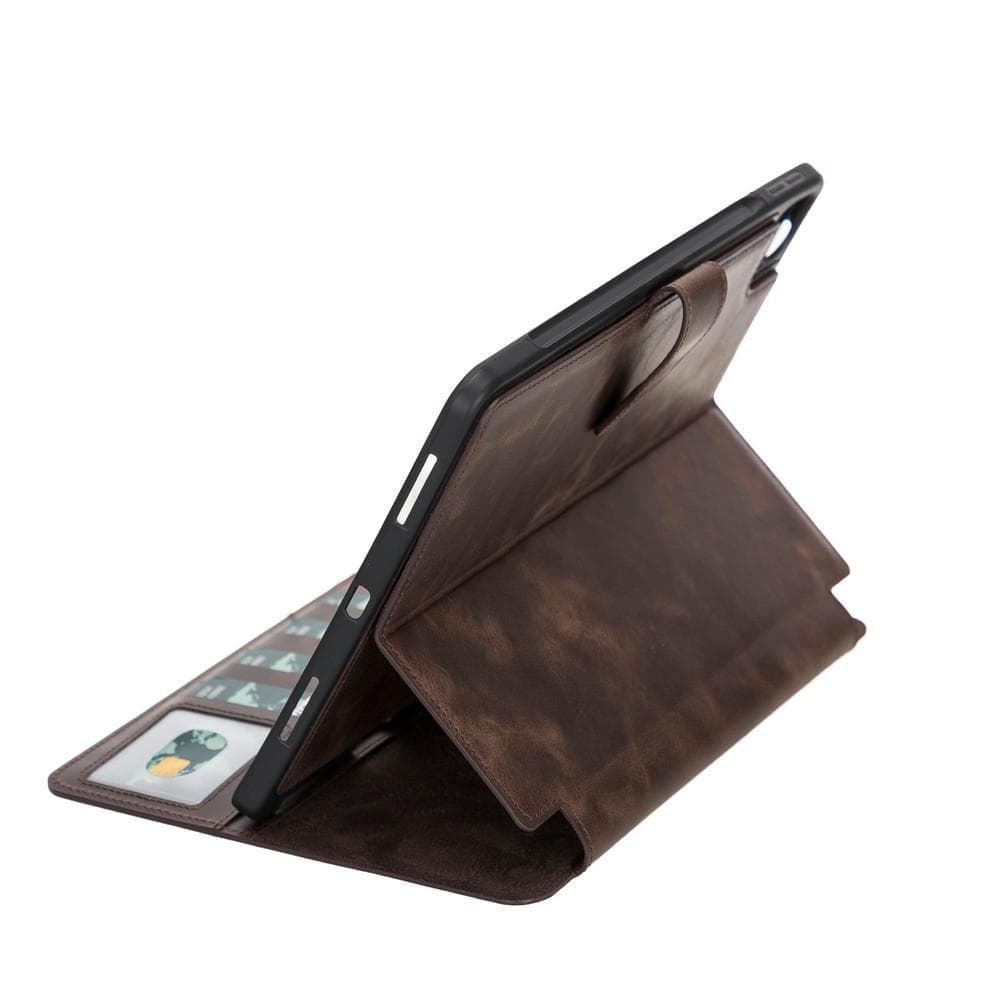 Tan Brown Leather iPad Pro 11 Inc Smart Folio Case with Apple Pen Holder - Bomonti - 6