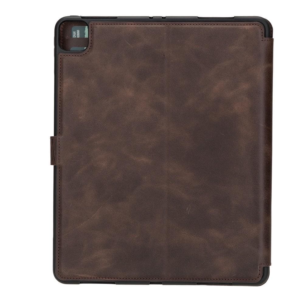 Tan Brown Leather iPad Pro 12.9 Inc Smart Folio Case with Apple Pen Holder - Bomonti - 2