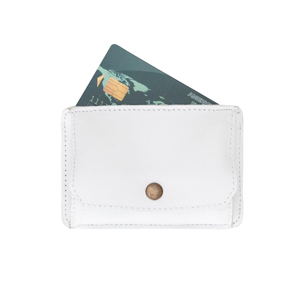 White Leather Minimalist Coin Wallet Purse - Bomonti - 3