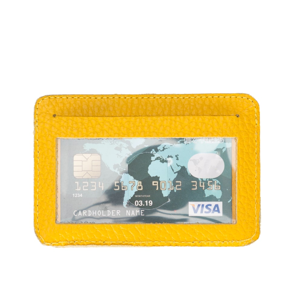 Yellow Leather Minimalist Coin Wallet Purse - Bomonti - 2