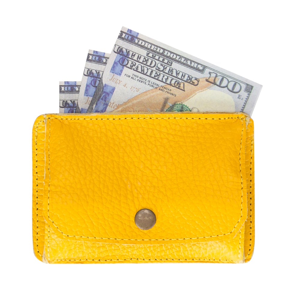 Yellow Leather Minimalist Coin Wallet Purse - Bomonti - 4