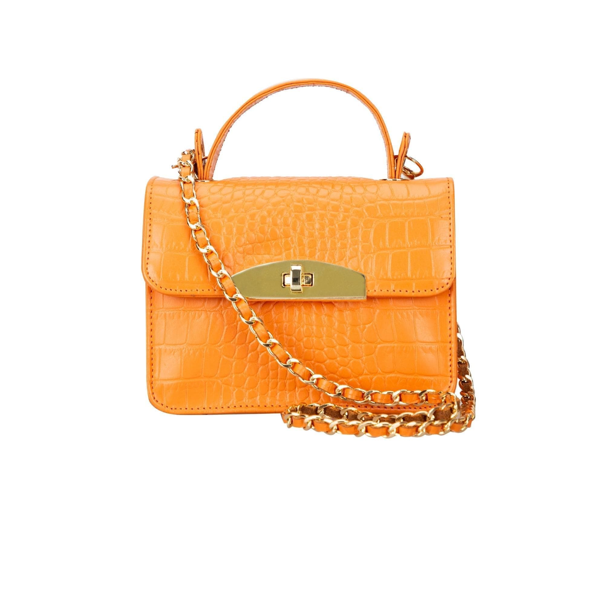 Alisha Geniune Leather Women’s Bag Orange Croc Bouletta LTD