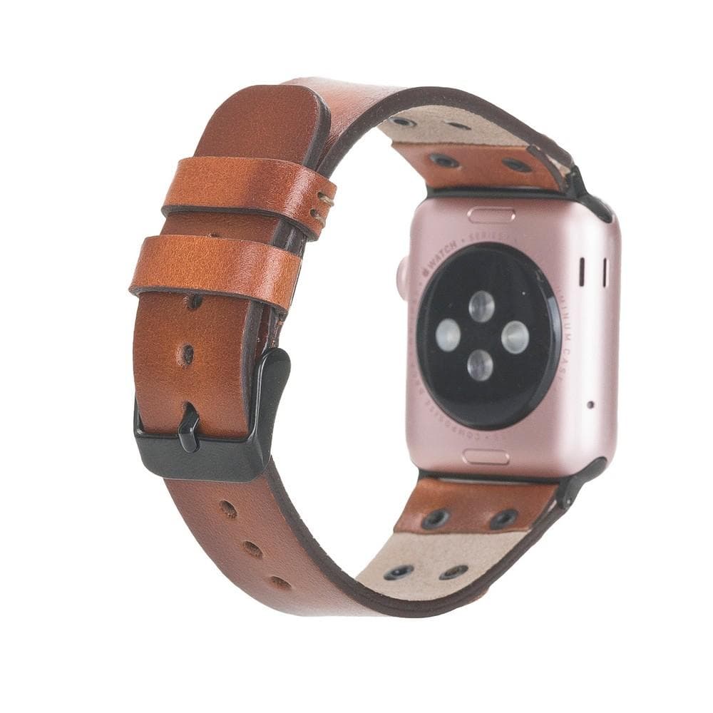 B2B - Leather Apple Watch Bands / Cross Style with Black Trok Bomonti
