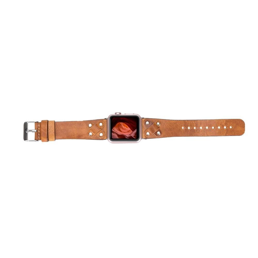 B2B - Leather Apple Watch Bands / Cross Style with Silver Trok Bomonti