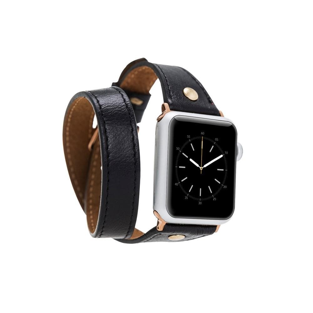 B2B - Leather Apple Watch Bands - DTS Double Tour Slim Hector Gold Trok Style RST1 Bomonti
