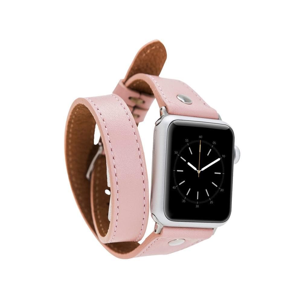 B2B - Leather Apple Watch Bands - DTS Double Tour Slim Hector Silver Trok Style NU2 Bomonti