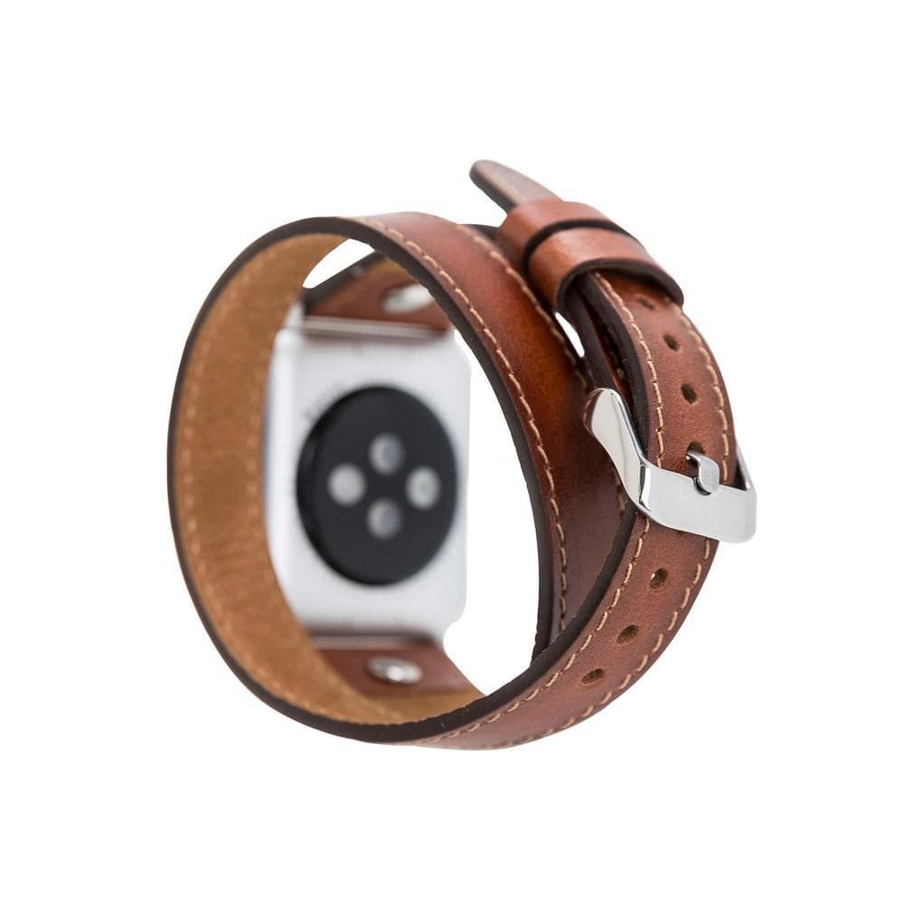 B2B - Leather Apple Watch Bands - DTS Double Tour Slim Hector Silver Trok Style Bomonti