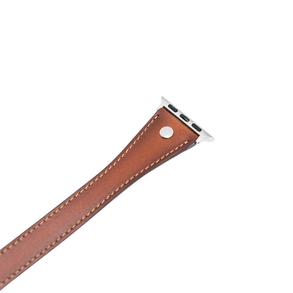 B2B - Leather Apple Watch Bands - DTS Double Tour Slim Hector Silver Trok Style Bomonti