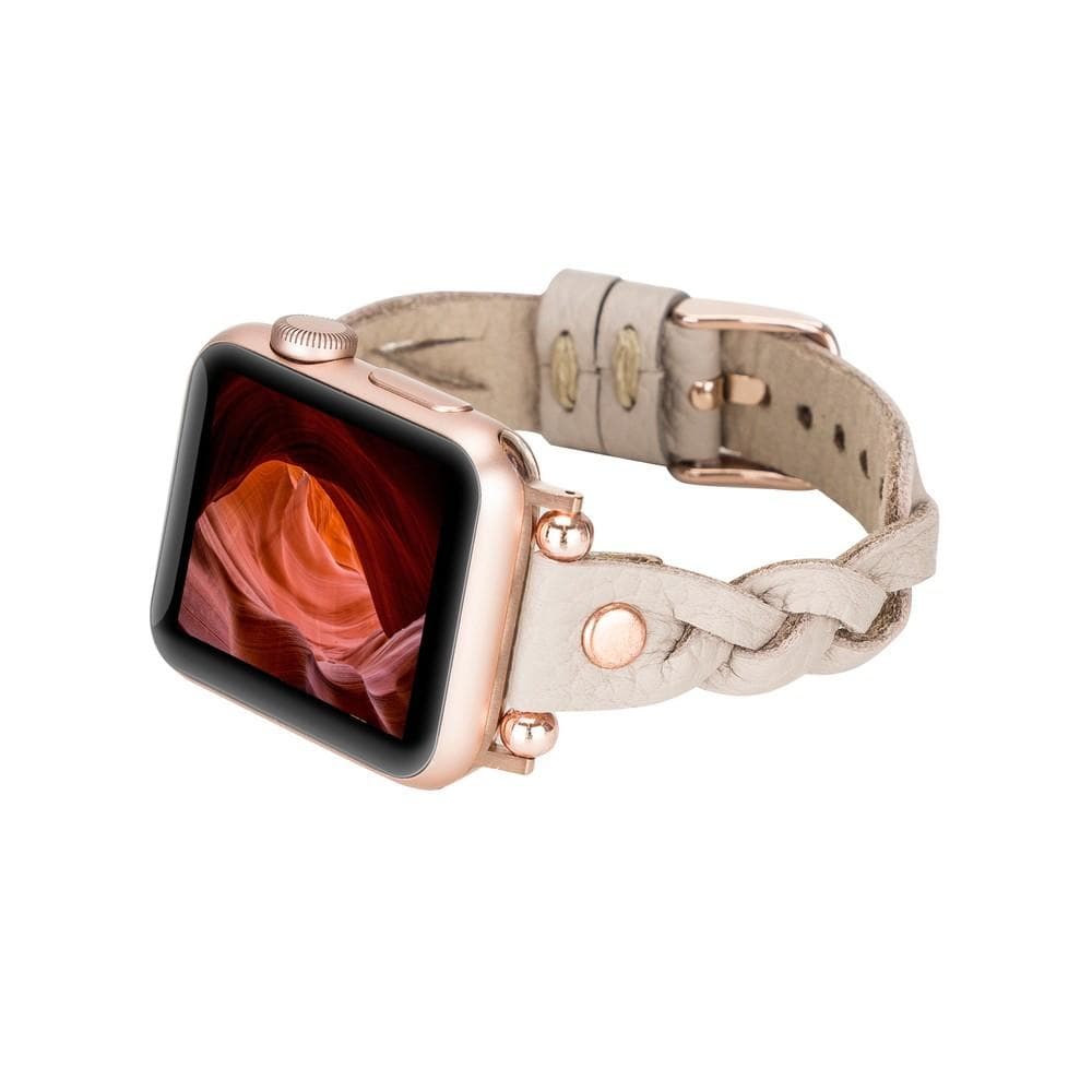 B2B - Leather Apple Watch Bands - Ferro Braided Wanda Rose Gold Trok Style Bomonti