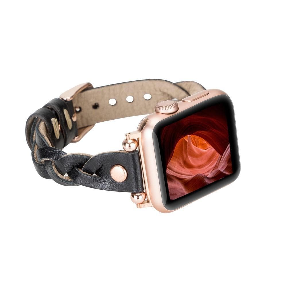 B2B - Leather Apple Watch Bands - Ferro Braided Wanda Rose Gold Trok Style RST1 Bomonti