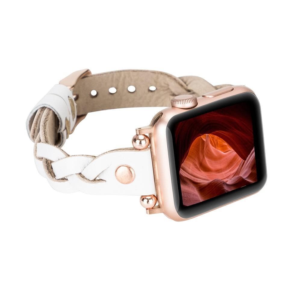 B2B - Leather Apple Watch Bands - Ferro Braided Wanda Rose Gold Trok Style F3 Bomonti