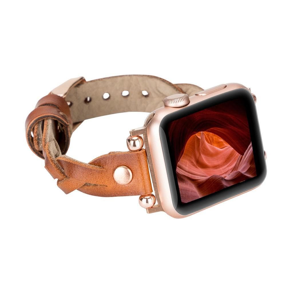 B2B - Leather Apple Watch Bands - Ferro Braided Wanda Rose Gold Trok Style RST2EF Bomonti