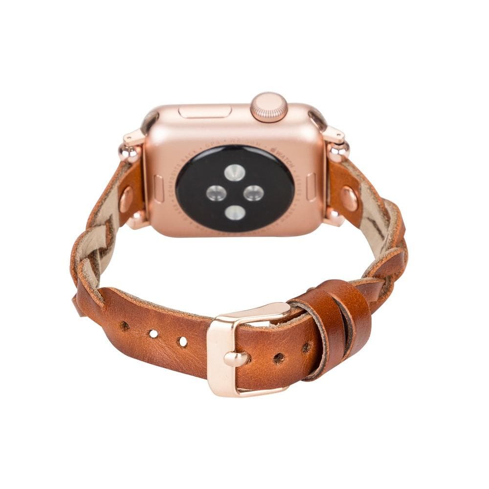 B2B - Leather Apple Watch Bands - Ferro Braided Wanda Rose Gold Trok Style Bomonti