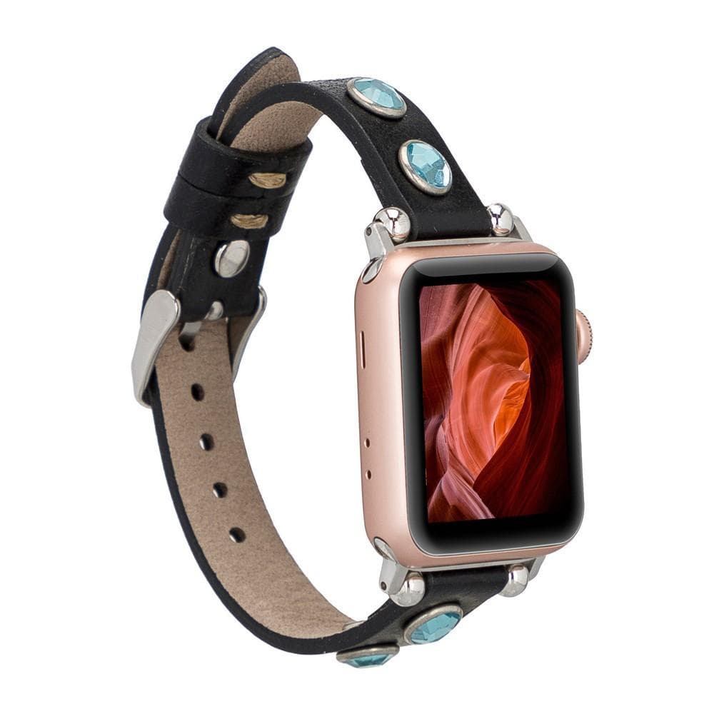 B2B - Leather Apple Watch Bands - Ferro Solitare Diamond Style RST1 Bomonti