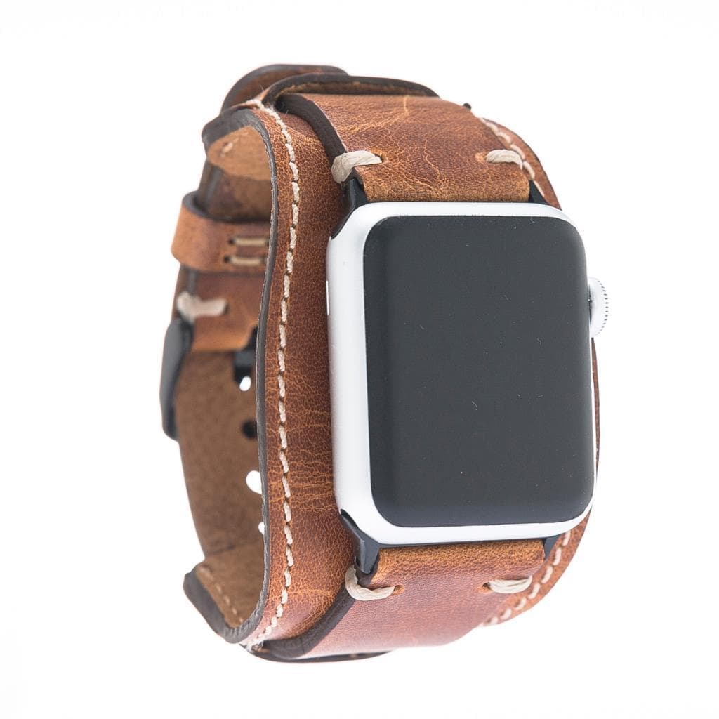 B2B - Leather Apple Watch Bands - Pulsar Cuff Style V18 Bomonti