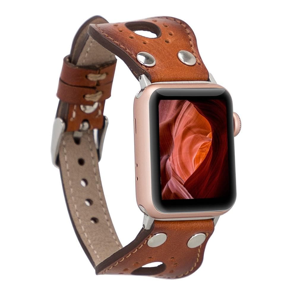 B2B - Leather Apple Watch Bands - Ronda Silver Trok Style RST2EF Bomonti