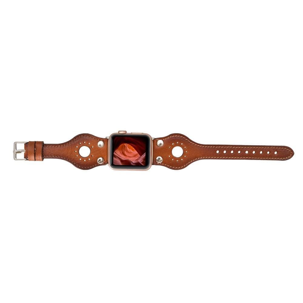 B2B - Leather Apple Watch Bands - Ronda Silver Trok Style RST2EF Bomonti