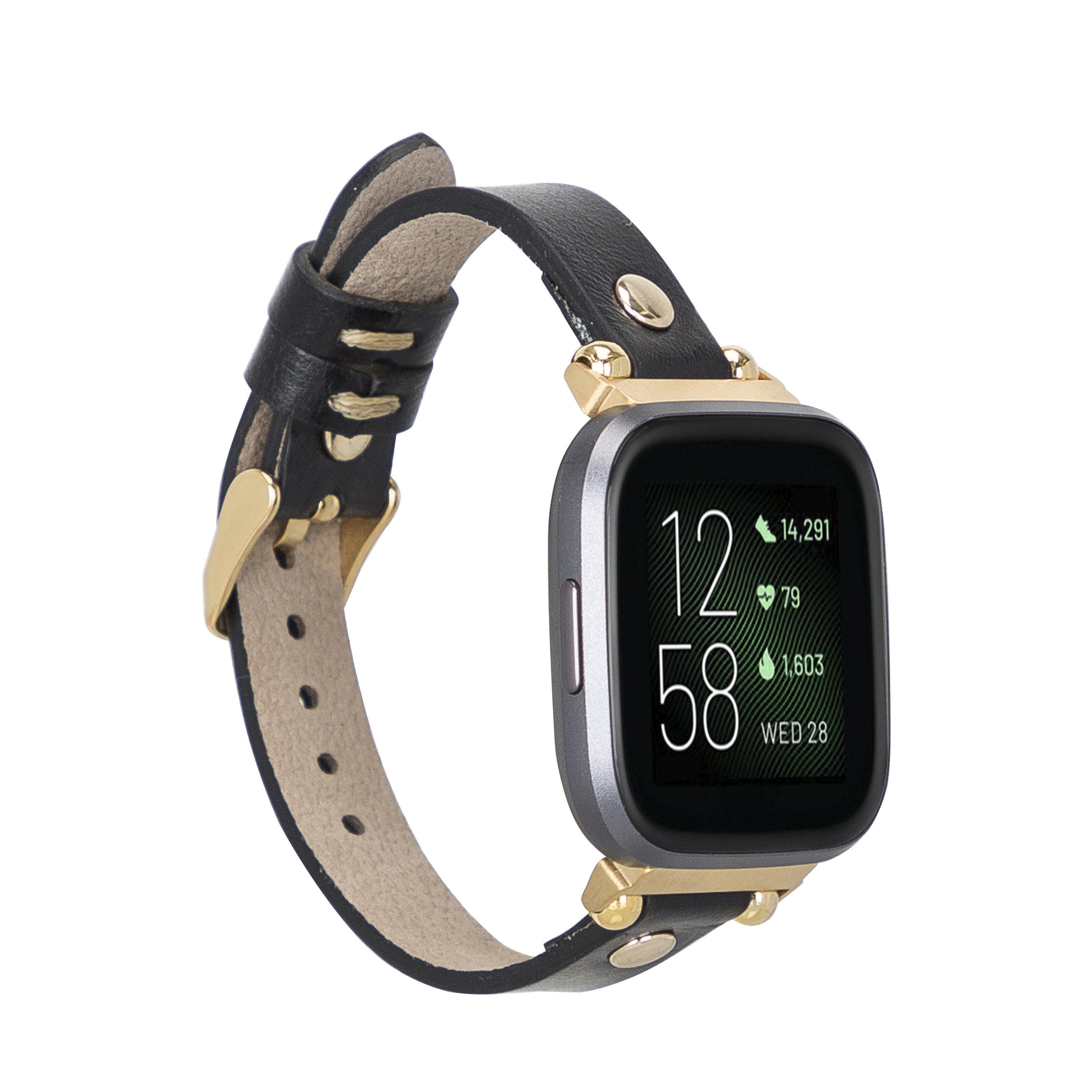 B2B - Leather Fitbit Watch Bands - Ferro Gold Trok Style RS01 Bomonti