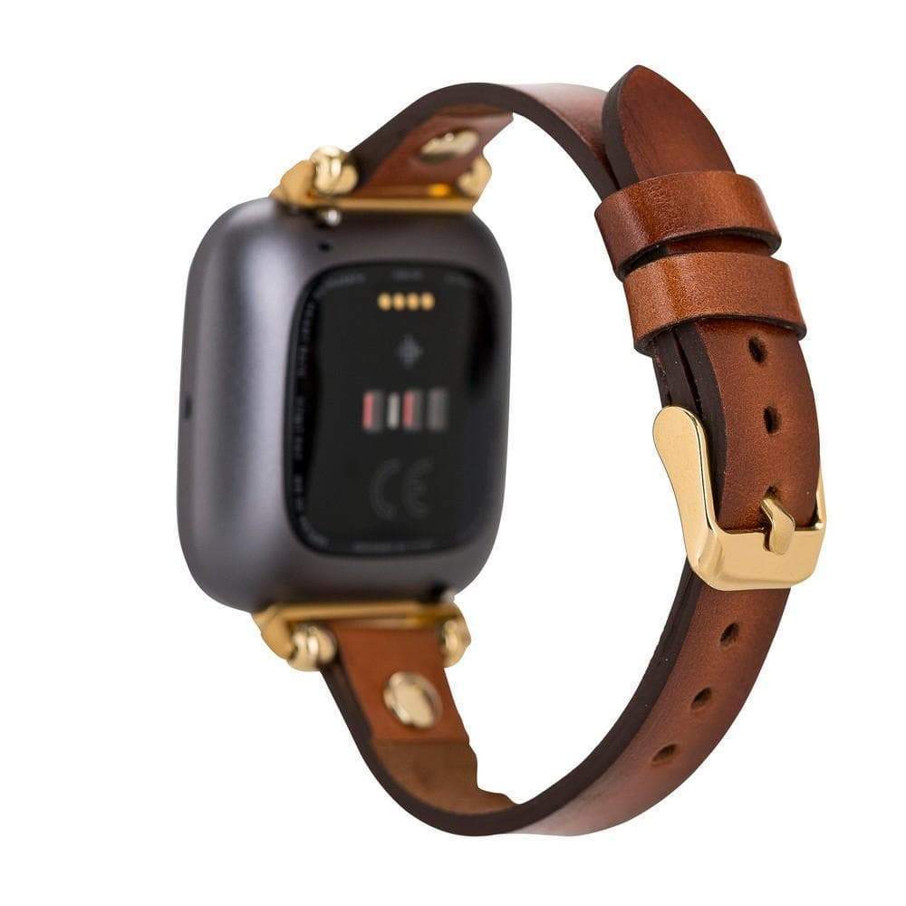 B2B - Leather Fitbit Watch Bands - Ferro Gold Trok Style Bomonti